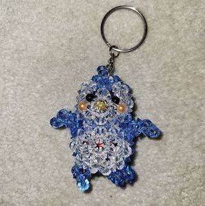 Handmade beaded penguin keychain